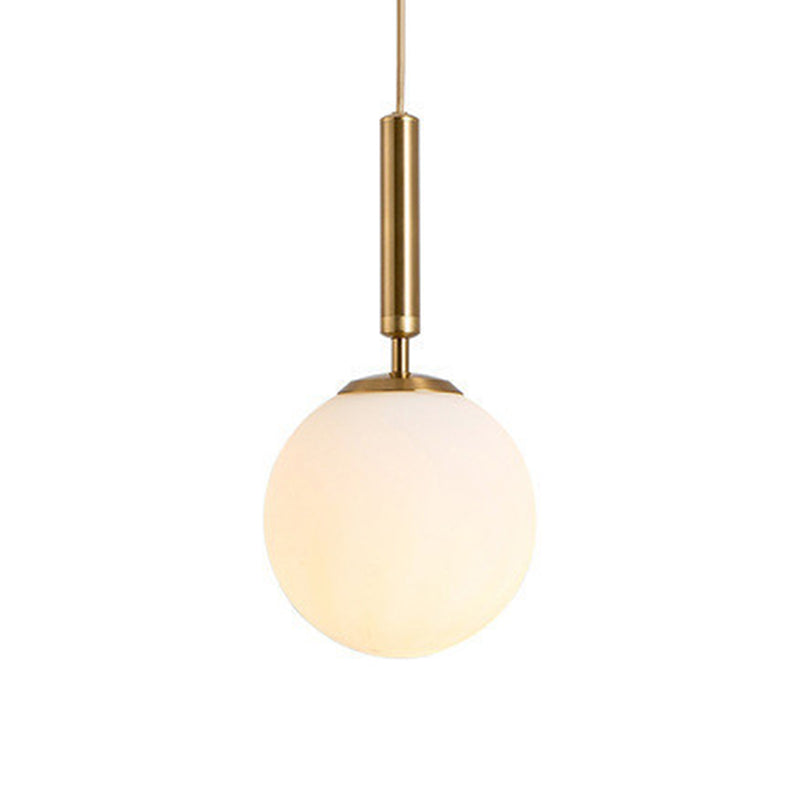 Mid-Century Modern White Glass Sphere Pendant Lighting - Ideal For Restaurants