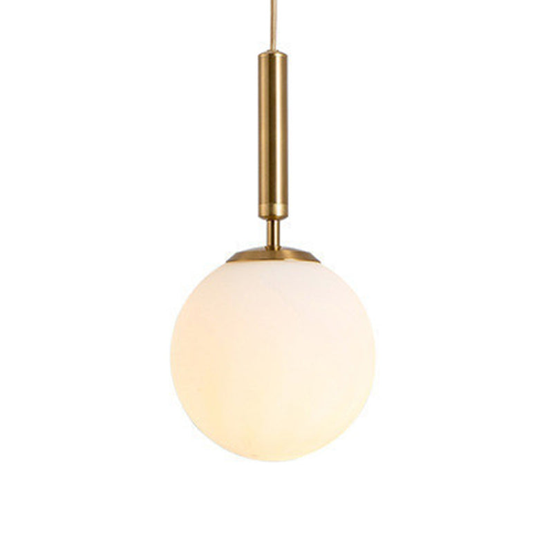 Mid-Century Modern White Glass Sphere Pendant Lighting - Ideal For Restaurants Bronze / 10