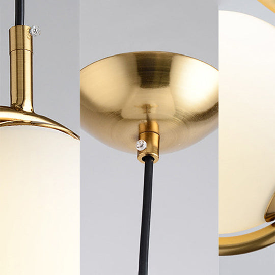 Mid-Century Modern White Glass Hanging Pendant Light For Bedroom - 1-Light Fixture