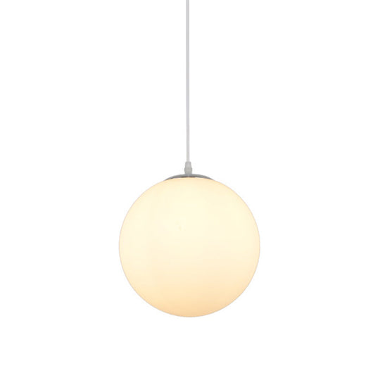 Modern Simple White Glass Round Ceiling Light For Restaurants - 1 Fixture / 7