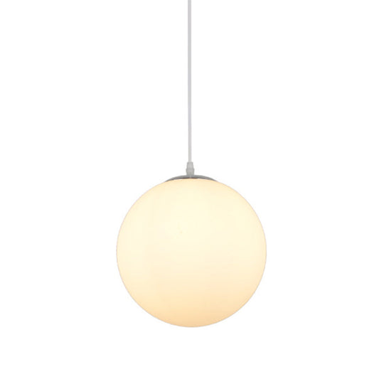 Modern Simple White Glass Round Ceiling Light For Restaurants - 1 Fixture / 8