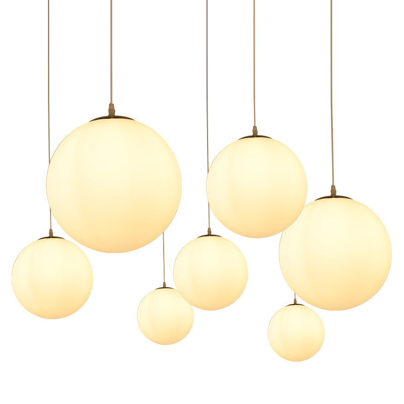 Modern Simple White Glass Round Ceiling Light For Restaurants - 1 Fixture