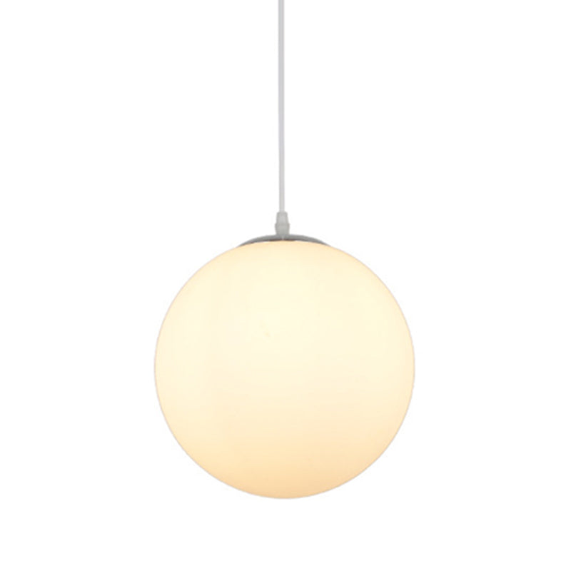 Modern Simple White Glass Round Ceiling Light For Restaurants - 1 Fixture / 14