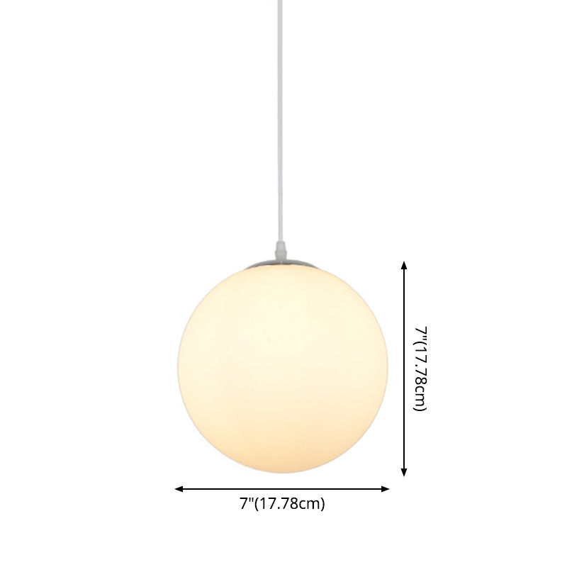 Modern Simple White Glass Round Ceiling Light For Restaurants - 1 Fixture