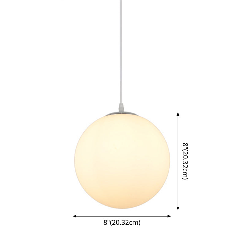 Modern Simple White Glass Round Ceiling Light For Restaurants - 1 Fixture