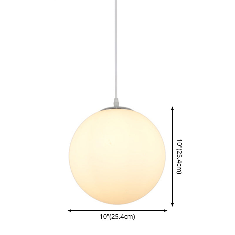 Modern Simple White Glass Round Ceiling Light For Restaurants - 1 Fixture