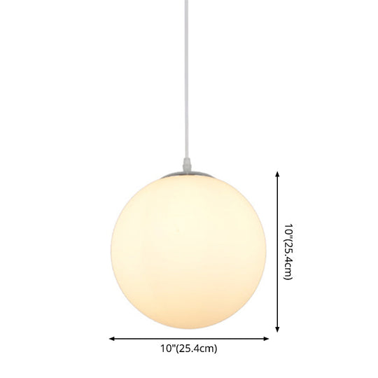 Modern Simple White Glass Round Ceiling Light For Restaurants - 1 Fixture