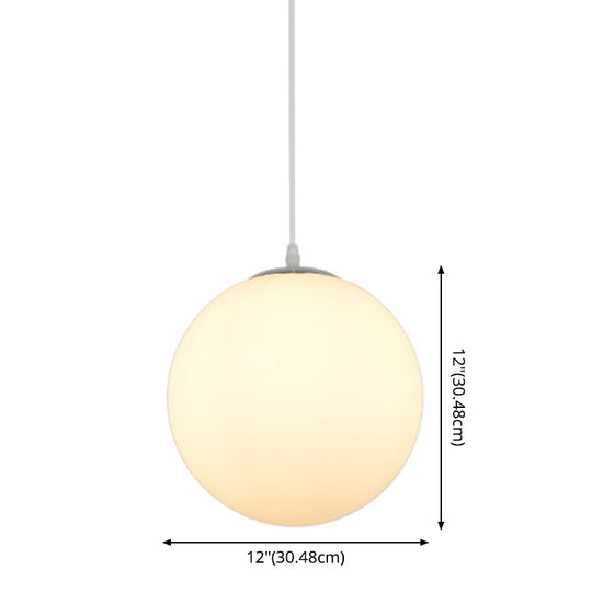Modern Simple White Glass Round Ceiling Light For Restaurants - 1 Fixture