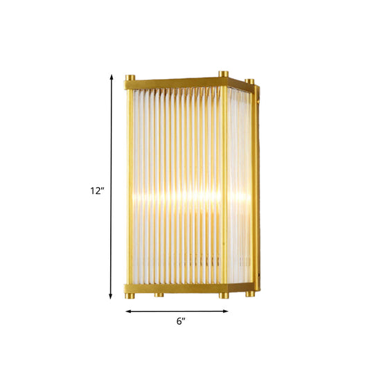 Modern Gold Wall Sconce Light With Fluted Crystal Detail Perfect For Living Room