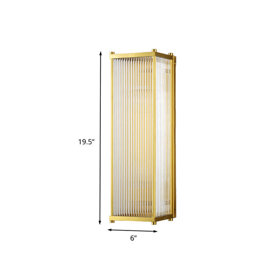 Modern Gold Wall Sconce Light With Fluted Crystal Detail Perfect For Living Room