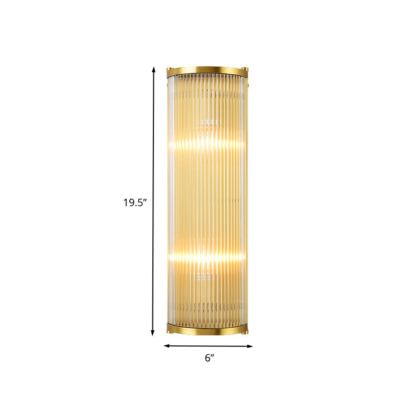 Modern Gold Wall Sconce Light With Fluted Crystal Detail Perfect For Living Room