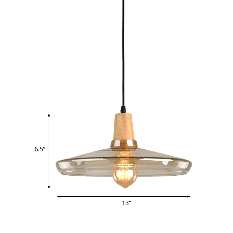 Modern Amber Glass Pendant Lamp Kit - 1 Light Multiple Sizes