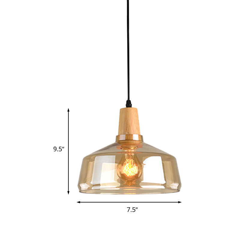 Modern Amber Glass Pendant Lamp Kit - 1 Light Multiple Sizes