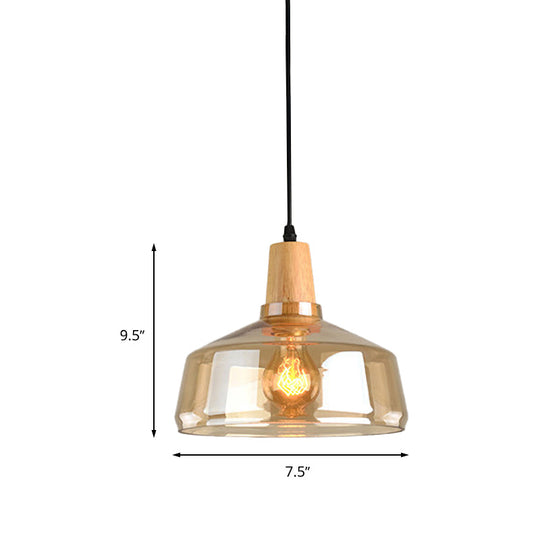 Modern Amber Glass Pendant Lamp Kit - 1 Light Multiple Sizes