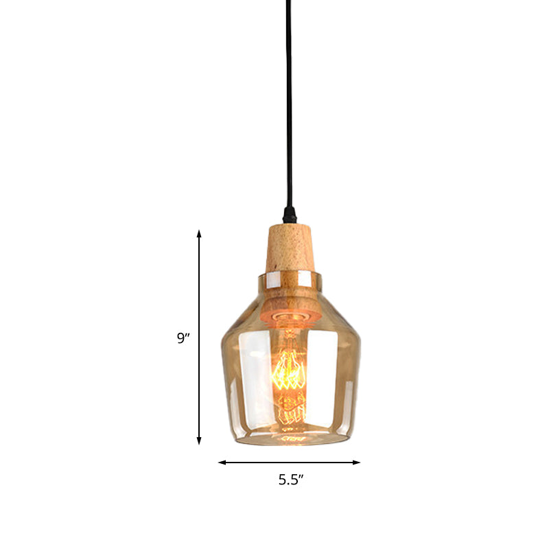 Modern Pendant Lamp With Amber Glass Shade - Barn/Disc/Trifle Hanging Light Kit 5.5/7.5/13 Wide