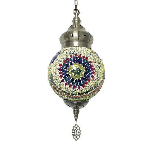 Colorful Glass Antique Ball Hanging Light With 1/6 Bulbs - Ideal For Living Room Suspension