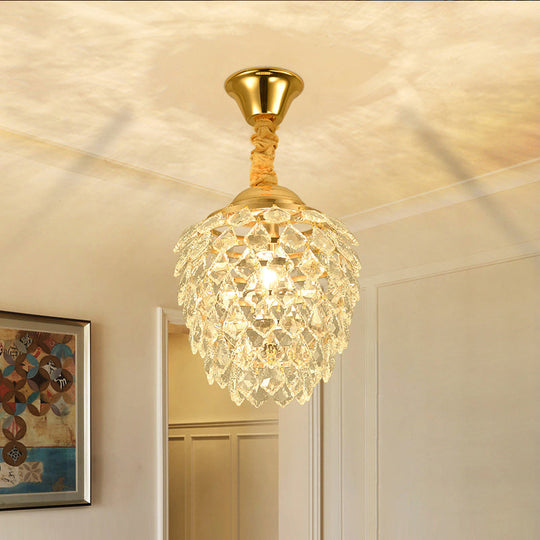 Contemporary Gold Crystal Pendant Ceiling Lamp For Dining Room