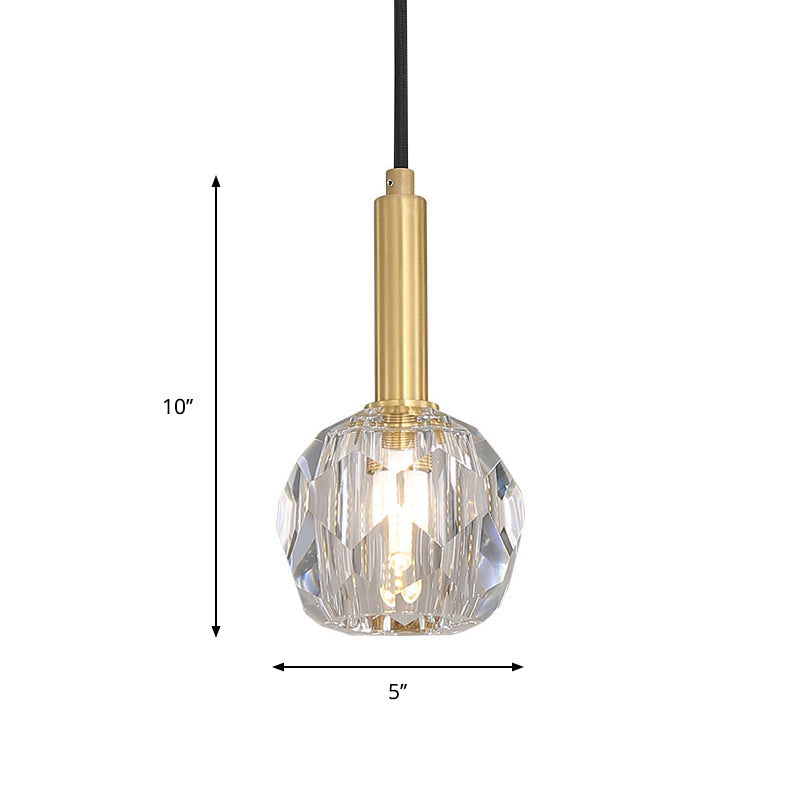 Gold Crystal Faceted Pendant Light Kit For Dining Room