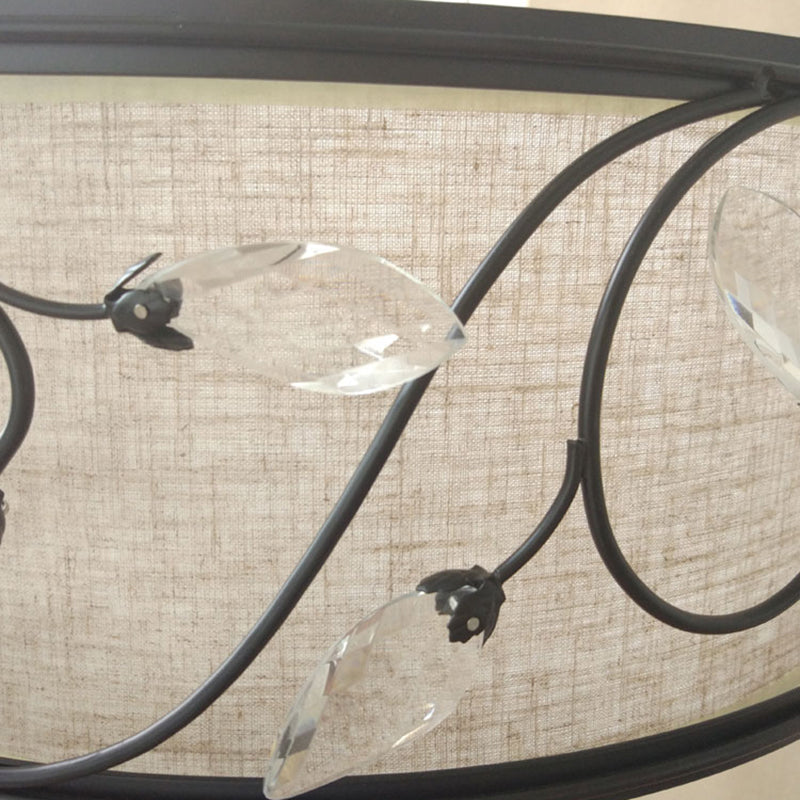 Black Rustic Branch Semi Flush Mount Ceiling Light With Crystal Draping - 4 Lights 14’/21.5’