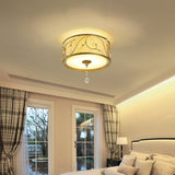 Vintage Flushmount Ceiling Light - Iron Black/Gold Drum Shape 4/5 Lights 16 Or 19.5 Dia