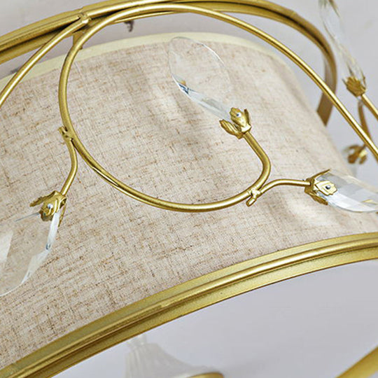 Vintage Flushmount Ceiling Light - Iron Black/Gold Drum Shape 4/5 Lights 16’ Or 19.5’ Dia