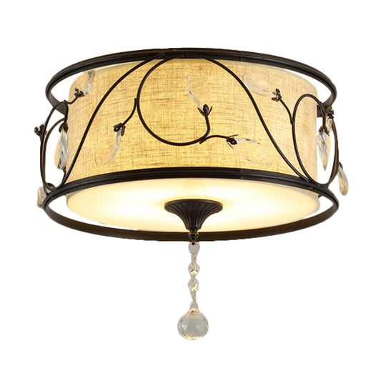 Vintage Flushmount Ceiling Light - Iron Black/Gold Drum Shape 4/5 Lights 16’ Or 19.5’ Dia