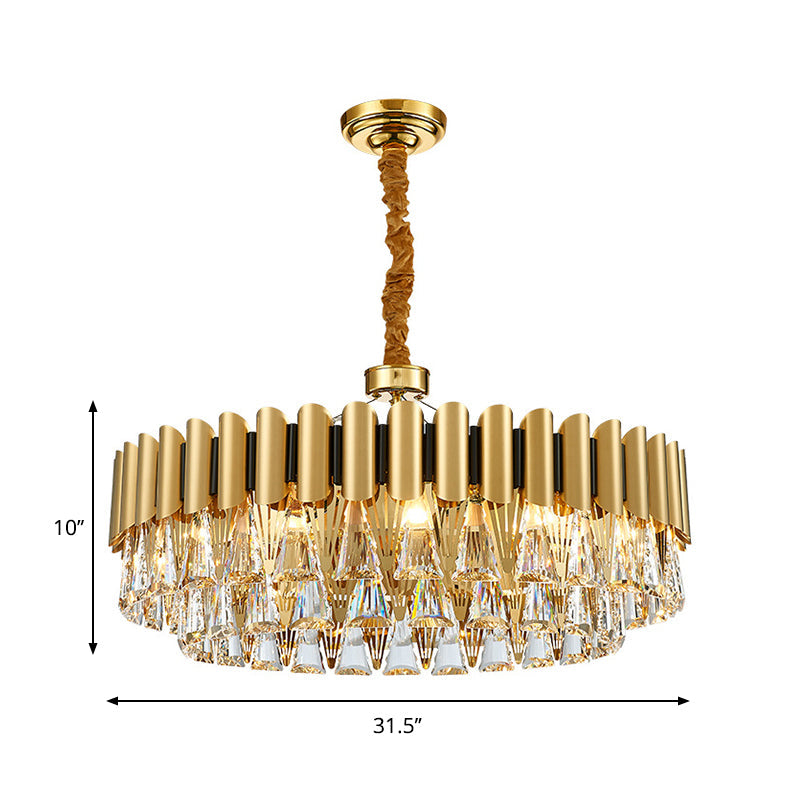 Modernist 4-Tier Crystal Chandelier Lamp - Golden Pendant Lighting Fixture 8/12 Lights