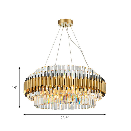 Contemporary Crystal Hanging Pendant Light - 12/16-Light Golden Chandelier