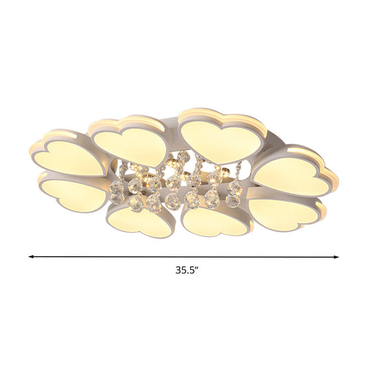 Modern Heart Shape Ceiling Light: Acrylic & Crystal Drop 8-Head Led Flush Mount (Warm/White)