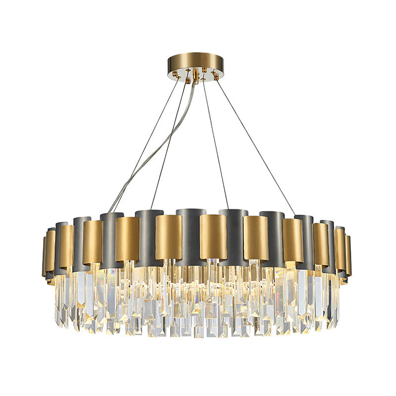 Modern 8/12-Light Golden Crystal Tiered Icicle Pendant Chandelier - Clear Elegant And Stunning