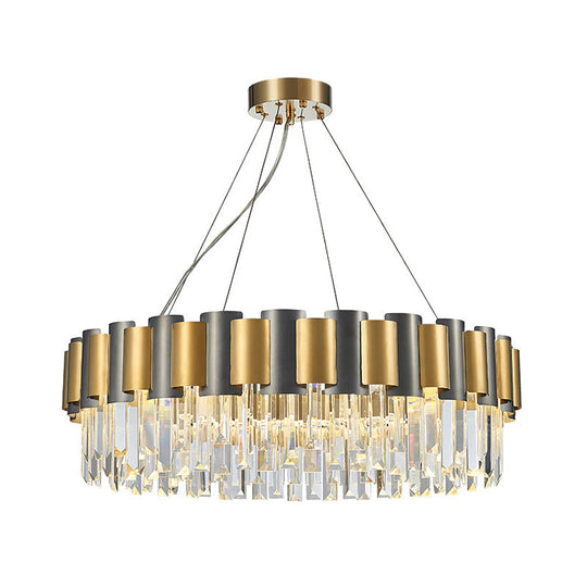 Modern 8/12-Light Golden Crystal Tiered Icicle Pendant Chandelier - Clear Elegant And Stunning