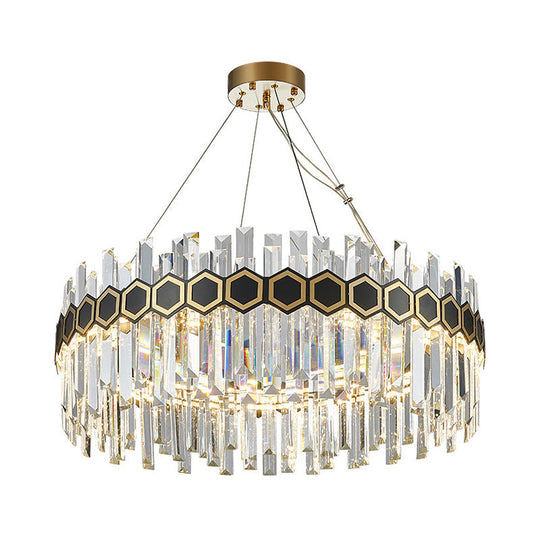 Tapered Icicle Crystal Suspension Pendant Led Chandelier - Modernist Black Ceiling Light