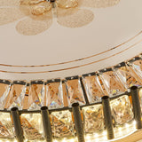 Modern Style Black Gear Ceiling Lamp With Led Faceted K9 Crystal Flush Mount Fixture - 3Rd