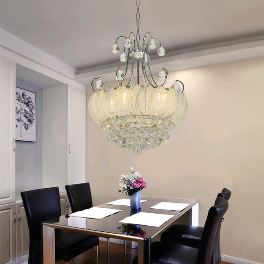 Modern Geometric Ceiling Chandelier With Chrome Finish - 4 Bulbs Pendant Lighting Glass & Crystal