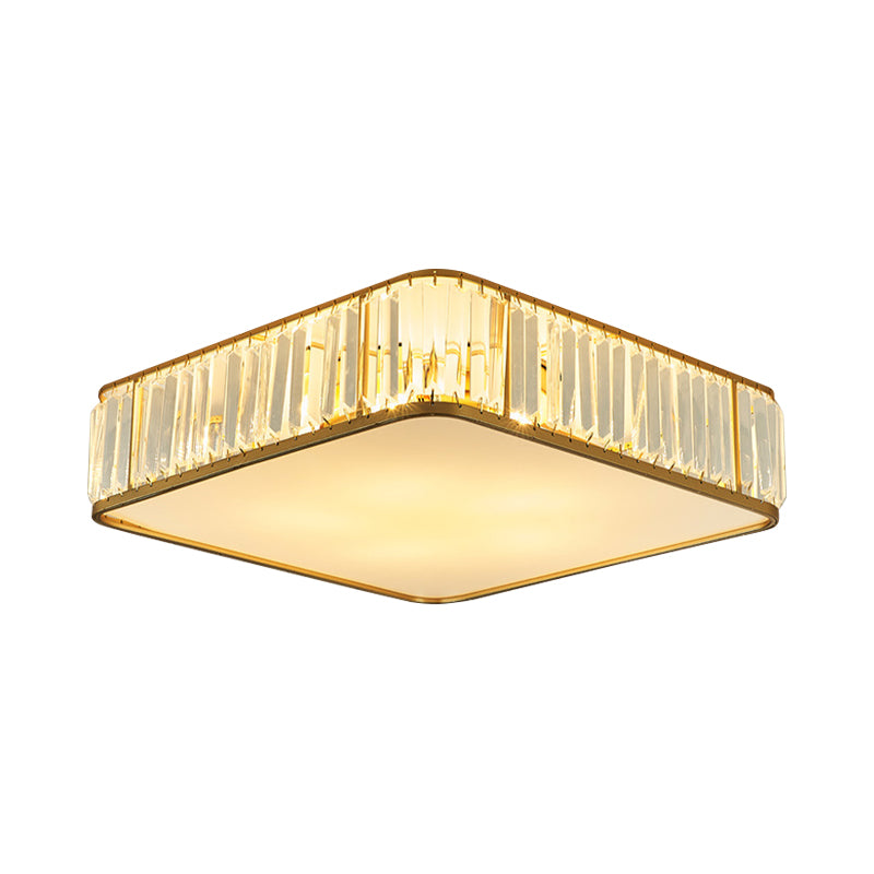 Modern Crystal Flush Ceiling Light - Square Design 3/4/5 Lights Gold Finish