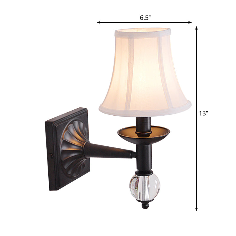 Black Modernist Bell Fabric Wall Sconce With 1 Lamp Head For Corridors