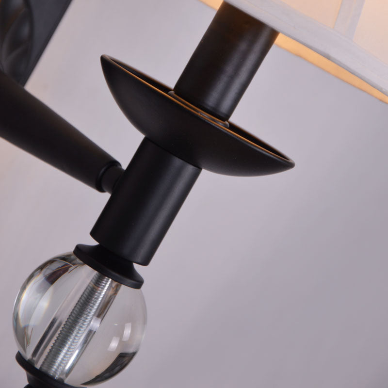 Black Modernist Bell Fabric Wall Sconce With 1 Lamp Head For Corridors