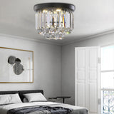Modern Led Ceiling Mounted Fixture With Clear/Smoke Gray Crystal For Corridor - Circular Light