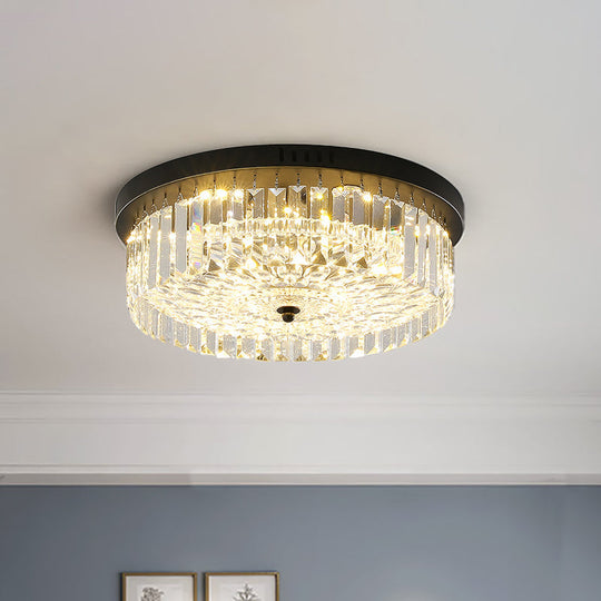 Modern Black Round Crystal Ceiling Lamp Choose From 10/14/18 Widths / 10