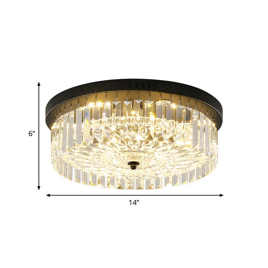 Modern Black Round Crystal Ceiling Lamp Choose From 10’/14’/18’ Widths