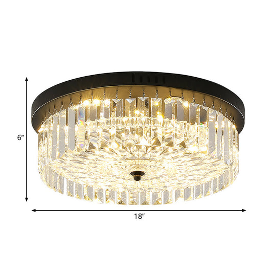 Modern Black Round Crystal Ceiling Lamp Choose From 10’/14’/18’ Widths