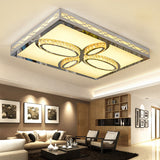 Contemporary White Led Ceiling Mount Flush Light Fixture For Living Room With Crystal Deco -