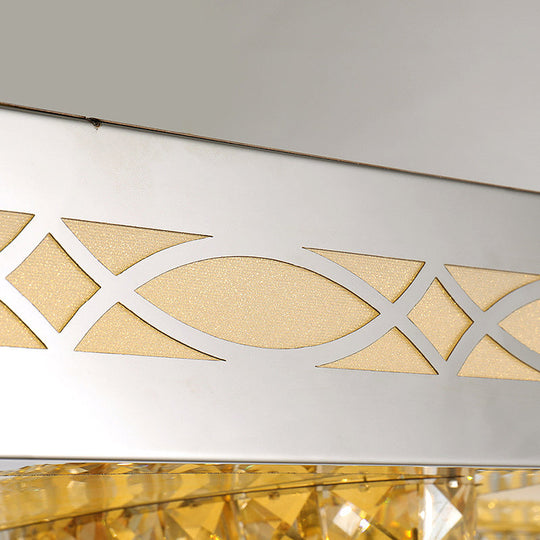 Contemporary White Led Ceiling Mount Flush Light Fixture For Living Room With Crystal Deco -