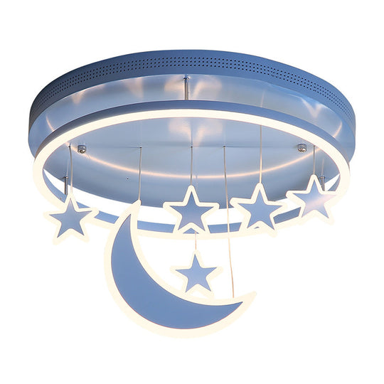 Modern Acrylic Round Flush Mount Lamp - Led Ceiling Light Fixture With Star Deco Warm/White