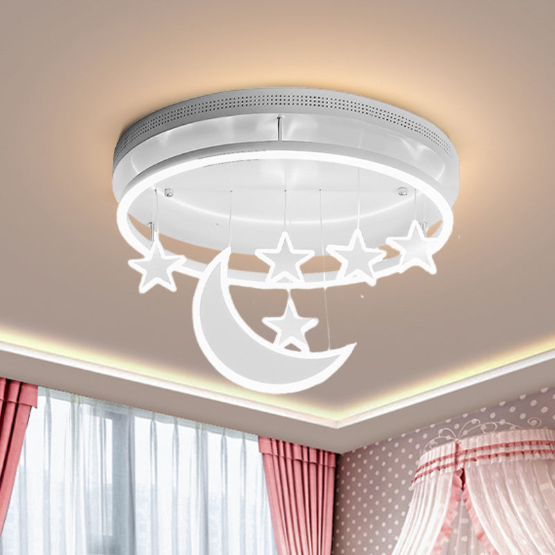 Modern Acrylic Round Flush Mount Lamp - Led Ceiling Light Fixture With Star Deco Warm/White