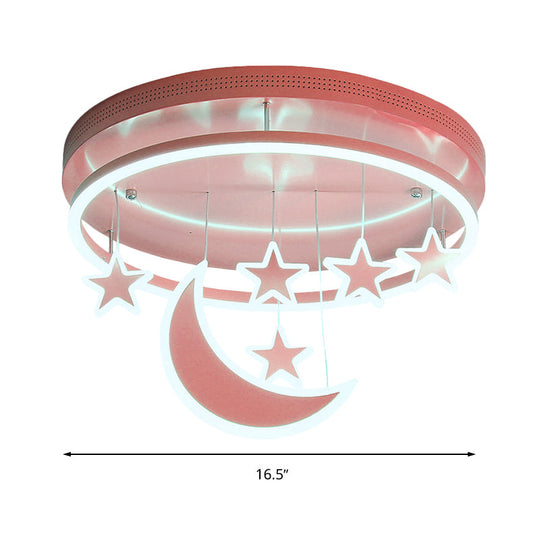 Modern Acrylic Round Flush Mount Lamp - Led Ceiling Light Fixture With Star Deco Warm/White