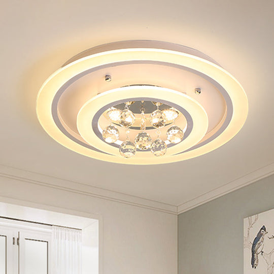 Modern Crystal Ball Round Flush Mount Light With Led Ceiling Light/Remote Control Dimming -