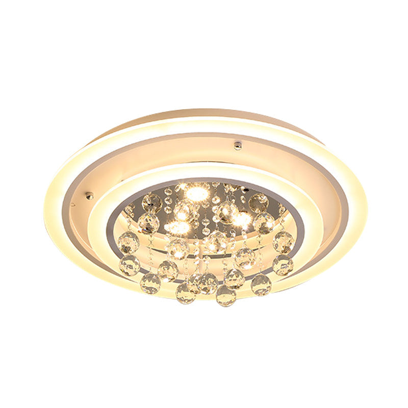 Modern Crystal Ball Round Flush Mount Light With Led Ceiling Light/Remote Control Dimming -
