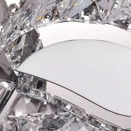 Led Living Room Ceiling Mounted Fixture With Chrome Finish And Flower Crystal Shade - 18/23.5/31.5