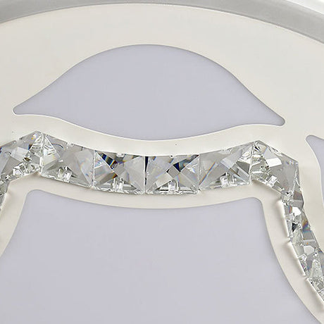 Contemporary White Led Flush Mount Ceiling Light With Remote Control Dimming - Floral Pattern 3